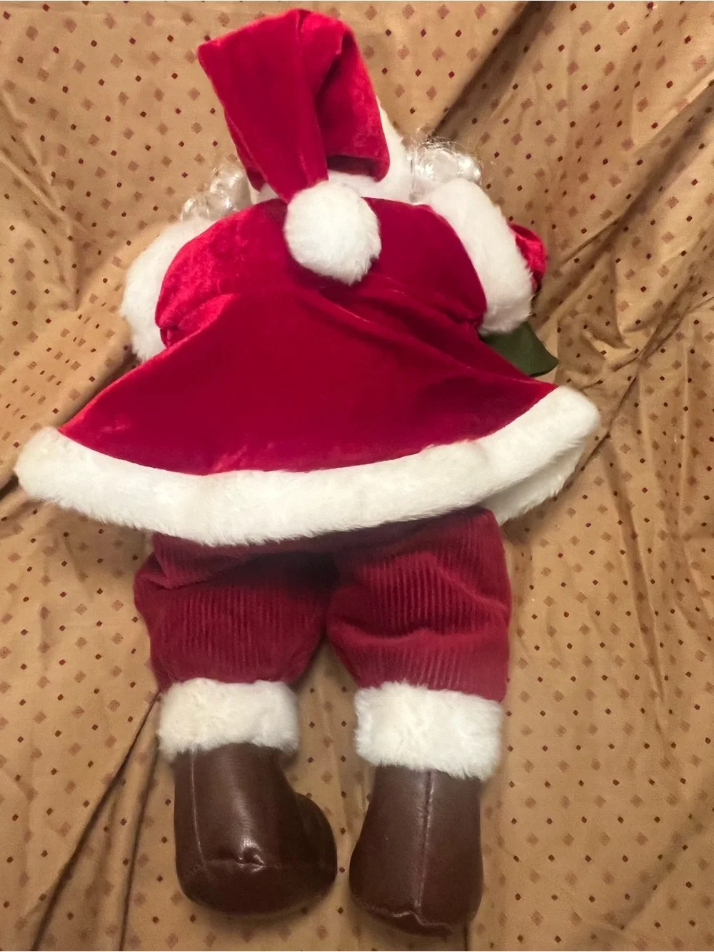 Red and Green Plush Santa Holiday Figurine 16 inches tall Sits On Shelf 1lb 7oz